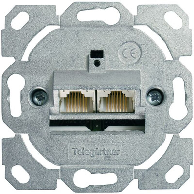 Telegartner Telegartner Data Series, Angled Cat6a 2 Way RJ11, RJ12, RJ45 Outlet,With Shielded Shield Type