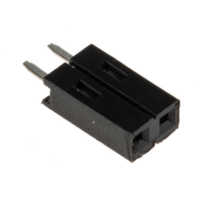 RS PRO Straight Through Hole Mount PCB Socket, 2-Contact, 1-Row, 2.54mm Pitch, Solder Termination