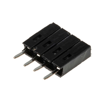 RS PRO Straight Through Hole Mount PCB Socket, 4-Contact, 1-Row, 2.54mm Pitch, Solder Termination