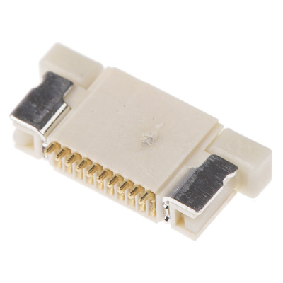 TE Connectivity, FPC 0.5mm Pitch 10 Way Right Angle Female FPC Connector, ZIF Bottom Contact