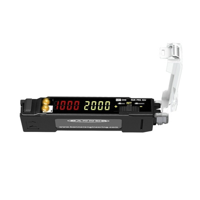 Banner Fibre Amplifier 3000 mm, PNP Output, 840 mW, IP50, 10 → 30 V dc