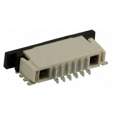 TE Connectivity, FPC 1mm Pitch 6 Way Right Angle Female FPC Connector, ZIF Bottom Contact