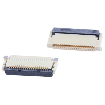 Omron, XF2M 0.5mm Pitch 20 Way Right Angle Female FPC Connector, Top and Bottom Contact