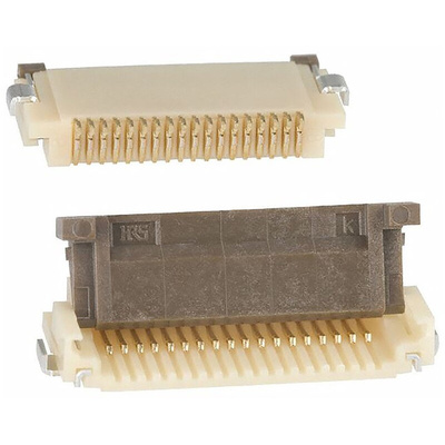 Hirose, FH12 0.5mm Pitch 18 Way Right Angle Female FPC Connector, ZIF Bottom Contact
