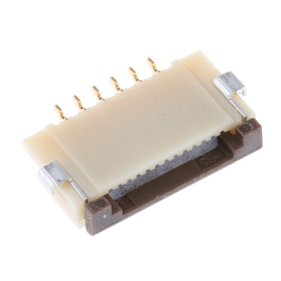 Hirose, FH12 1mm Pitch 6 Way Right Angle Female FPC Connector, ZIF Bottom Contact