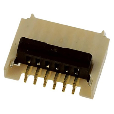 Molex, Easy On, 503480 0.5mm Pitch 6 Way Right Angle Male FPC Connector, Top and Bottom Contact