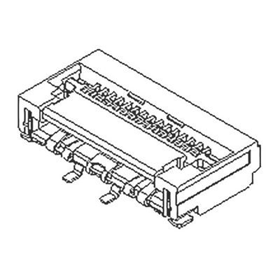 Molex, 502244 0.5mm Pitch 24 Way Right Angle Female FPC Connector, ZIF