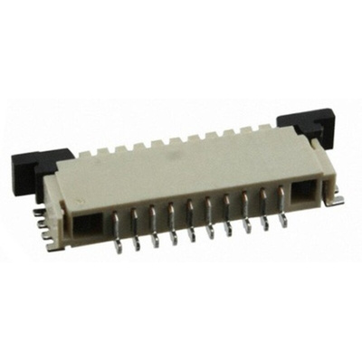 TE Connectivity, FPC 1mm Pitch 10 Way Right Angle Female FPC Connector, ZIF Top Contact