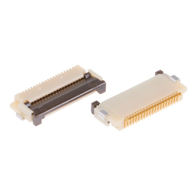 Hirose, FH12 0.5mm Pitch 20 Way Right Angle Female FPC Connector, ZIF Bottom Contact