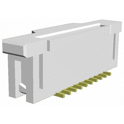 TE Connectivity, FPC 1mm Pitch 10 Way Straight Female FPC Connector, ZIF Vertical Contact