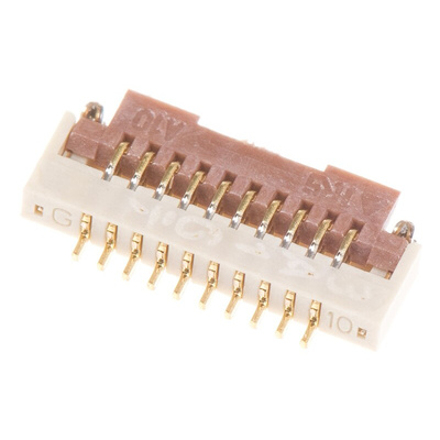 Hirose, FH19 0.5mm Pitch 10 Way Right Angle Female FPC Connector, ZIF Bottom Contact