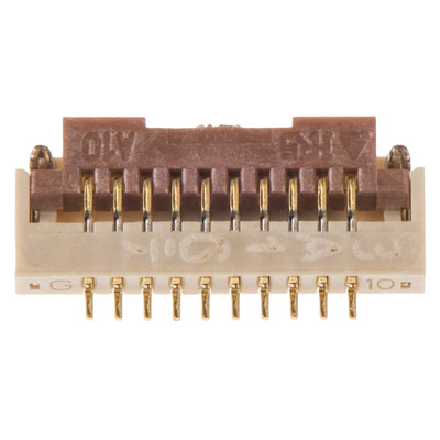 Hirose, FH19 0.5mm Pitch 10 Way Right Angle Female FPC Connector, ZIF Bottom Contact