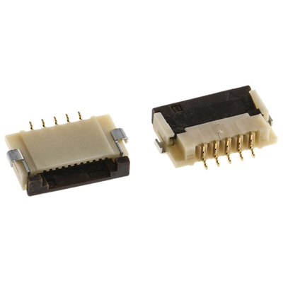 Hirose, FH12 1mm Pitch 5 Way Right Angle Female FPC Connector, ZIF Bottom Contact