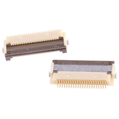 Hirose, FH12 0.5mm Pitch 22 Way Right Angle Female FPC Connector, ZIF Bottom Contact