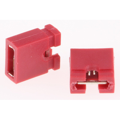 RS PRO Shorting Link Female Straight Red Open Top 2 Way 1 Row 2.54mm Pitch
