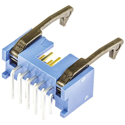 TE Connectivity AMP-LATCH Series Right Angle Through Hole PCB Header, 10 Contact(s), 2.54mm Pitch, 2 Row(s), Shrouded