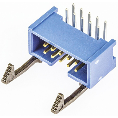 TE Connectivity AMP-LATCH Series Right Angle Through Hole PCB Header, 10 Contact(s), 2.54mm Pitch, 2 Row(s), Shrouded