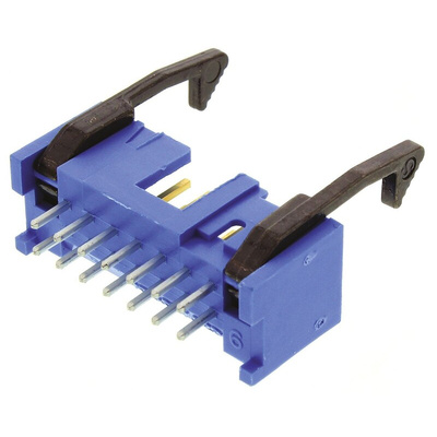TE Connectivity AMP-LATCH Series Straight Through Hole PCB Header, 14 Contact(s), 2.54mm Pitch, 2 Row(s), Shrouded