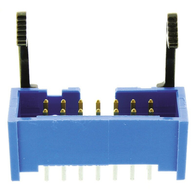 TE Connectivity AMP-LATCH Series Straight Through Hole PCB Header, 14 Contact(s), 2.54mm Pitch, 2 Row(s), Shrouded