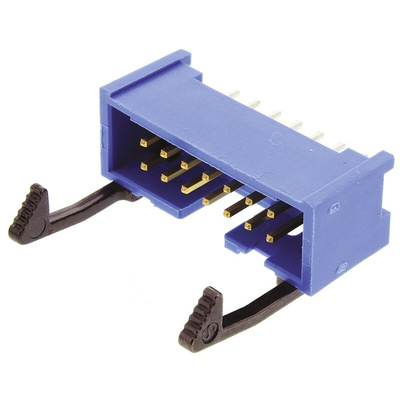 TE Connectivity AMP-LATCH Series Straight Through Hole PCB Header, 14 Contact(s), 2.54mm Pitch, 2 Row(s), Shrouded