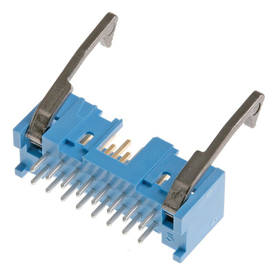 TE Connectivity AMP-LATCH Series Straight Through Hole PCB Header, 16 Contact(s), 2.54mm Pitch, 2 Row(s), Shrouded
