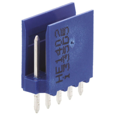 TE Connectivity AMPMODU HE14 Series Straight Through Hole PCB Header, 5 Contact(s), 2.54mm Pitch, 1 Row(s), Shrouded