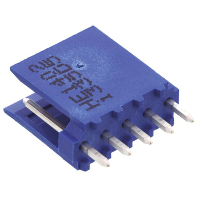 TE Connectivity AMPMODU HE14 Series Straight Through Hole PCB Header, 5 Contact(s), 2.54mm Pitch, 1 Row(s), Shrouded