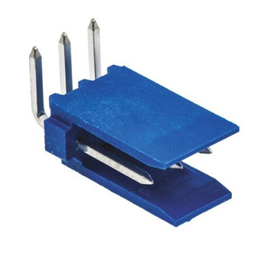 TE Connectivity AMPMODU HE14 Series Right Angle Through Hole PCB Header, 3 Contact(s), 2.54mm Pitch, 1 Row(s), Shrouded