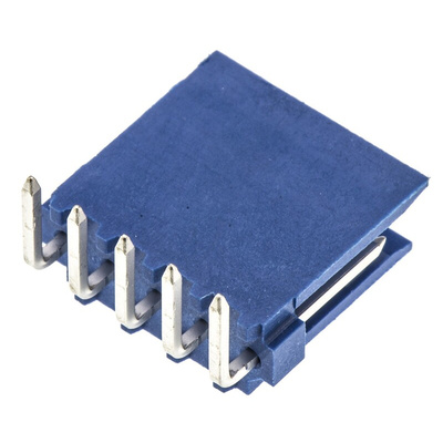 TE Connectivity AMPMODU HE14 Series Right Angle Through Hole PCB Header, 5 Contact(s), 2.54mm Pitch, 1 Row(s), Shrouded
