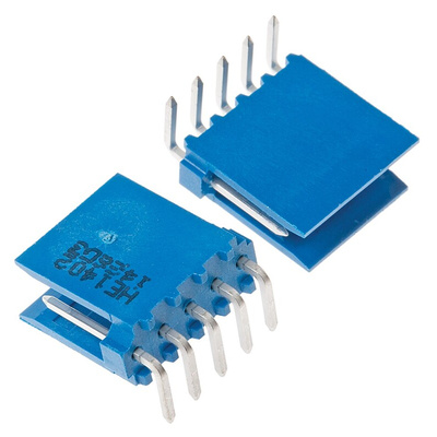 TE Connectivity AMPMODU HE14 Series Right Angle Through Hole PCB Header, 5 Contact(s), 2.54mm Pitch, 1 Row(s), Shrouded