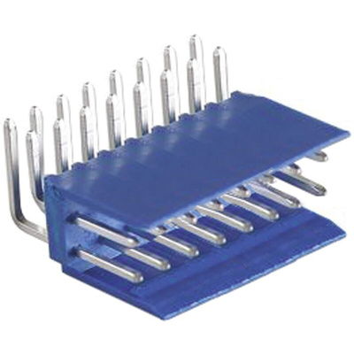 TE Connectivity AMPMODU HE14 Series Right Angle Through Hole PCB Header, 16 Contact(s), 2.54mm Pitch, 2 Row(s), Shrouded