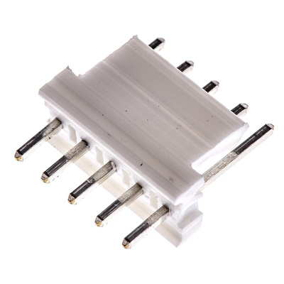 TE Connectivity MTA-100 Series Straight Through Hole Pin Header, 5 Contact(s), 2.54mm Pitch, 1 Row(s), Unshrouded
