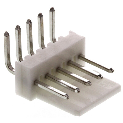 Molex 7395 Series Right Angle Through Hole Pin Header, 5 Contact(s), 2.54mm Pitch, 1 Row(s), Unshrouded