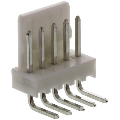 Molex 7395 Series Right Angle Through Hole Pin Header, 5 Contact(s), 2.54mm Pitch, 1 Row(s), Unshrouded