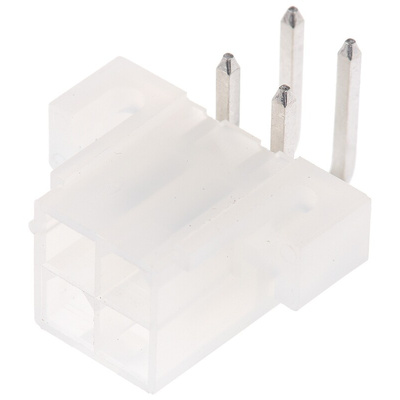 Molex Mini-Fit Jr. Series Right Angle Through Hole PCB Header, 4 Contact(s), 4.2mm Pitch, 2 Row(s), Shrouded