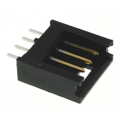 TE Connectivity AMPMODU MOD II Series Straight Through Hole PCB Header, 4 Contact(s), 2.54mm Pitch, 1 Row(s), Shrouded