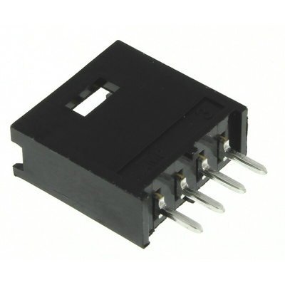 TE Connectivity AMPMODU MOD II Series Straight Through Hole PCB Header, 4 Contact(s), 2.54mm Pitch, 1 Row(s), Shrouded