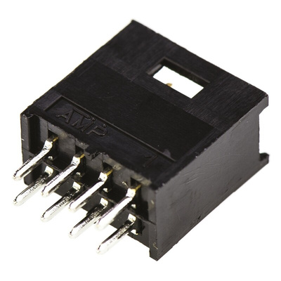 TE Connectivity AMPMODU MOD II Series Straight Through Hole PCB Header, 8 Contact(s), 2.54mm Pitch, 2 Row(s), Shrouded