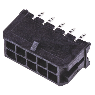 Molex Micro-Fit 3.0 Series Straight Through Hole PCB Header, 10 Contact(s), 3.0mm Pitch, 2 Row(s), Shrouded