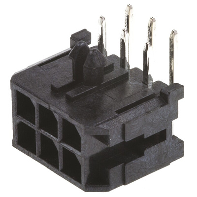 Molex Micro-Fit 3.0 Series Right Angle Through Hole PCB Header, 6 Contact(s), 3.0mm Pitch, 2 Row(s), Shrouded