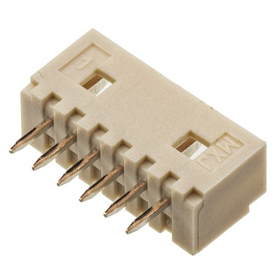 Molex PicoBlade Series Straight Through Hole PCB Header, 6 Contact(s), 1.25mm Pitch, 1 Row(s), Shrouded