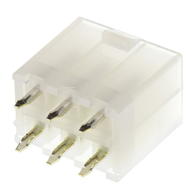 Molex Mini-Fit Jr. Series Straight Through Hole PCB Header, 6 Contact(s), 4.2mm Pitch, 2 Row(s), Shrouded