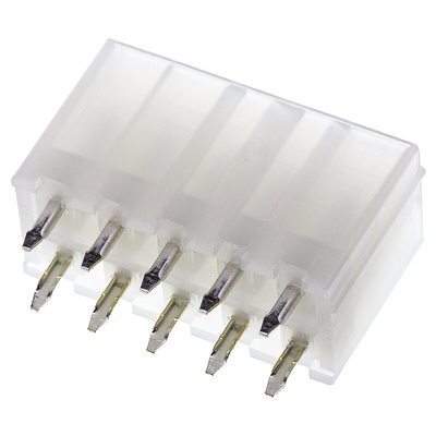 Molex Mini-Fit Jr. Series Straight Through Hole PCB Header, 10 Contact(s), 4.2mm Pitch, 2 Row(s), Shrouded