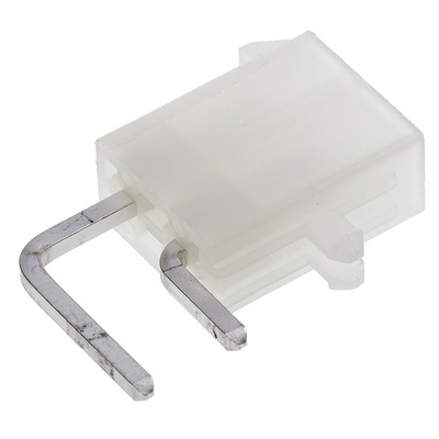 Molex Mini-Fit Jr. Series Right Angle Through Hole PCB Header, 2 Contact(s), 4.2mm Pitch, 2 Row(s), Shrouded