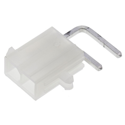 Molex Mini-Fit Jr. Series Right Angle Through Hole PCB Header, 2 Contact(s), 4.2mm Pitch, 2 Row(s), Shrouded