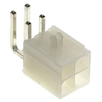Molex Mini-Fit Jr. Series Right Angle Through Hole PCB Header, 4 Contact(s), 4.2mm Pitch, 2 Row(s), Shrouded