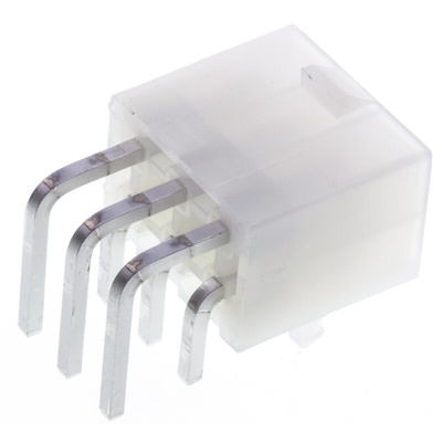 Molex Mini-Fit Jr. Series Right Angle Through Hole PCB Header, 6 Contact(s), 4.2mm Pitch, 2 Row(s), Shrouded