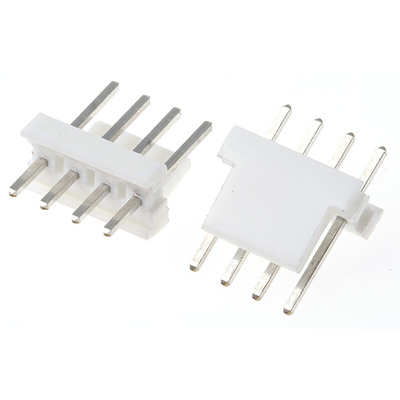 TE Connectivity MTA-100 Series Straight Through Hole Pin Header, 4 Contact(s), 2.54mm Pitch, 1 Row(s), Unshrouded