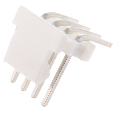TE Connectivity MTA-100 Series Right Angle Through Hole Pin Header, 4 Contact(s), 2.54mm Pitch, 1 Row(s), Unshrouded