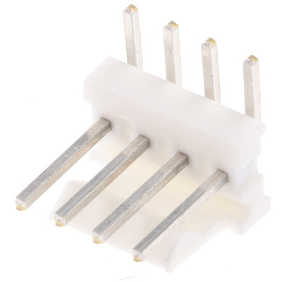 TE Connectivity MTA-100 Series Right Angle Through Hole Pin Header, 4 Contact(s), 2.54mm Pitch, 1 Row(s), Unshrouded